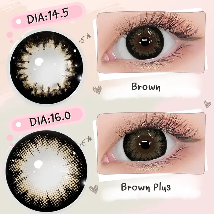 (0.00~-6.00) MAGISTER Lentilles de contact graduées à effet agrandissant 16 mm avec dioptries Noir/Marron Cosmétiques