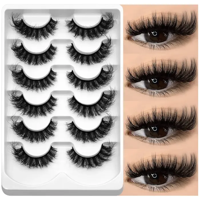 GROINNEYA Faux cils œil de chat moelleux 8D Volume