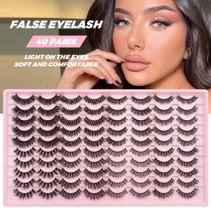 40 paires de cils de vison moelleux doux maquillage épais Faux