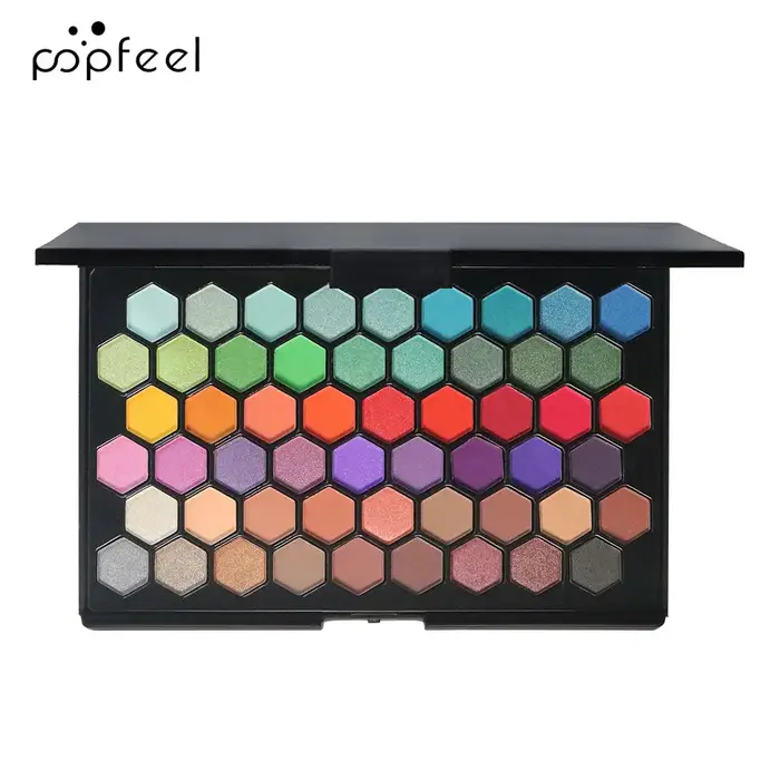 POPFEEL Palette de fards à paupières 54 couleurs – Tons de terre polyvalents et nuances arc-en-ciel