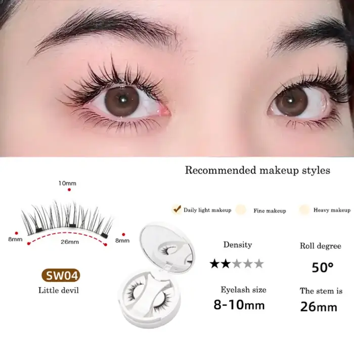 Faux cils magnétiques effet œil de chat, longue tenue, avec clip, réutilisables, volumineux, sans co