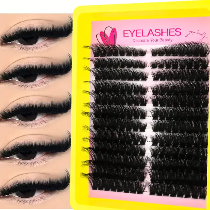 192 pièces de grappes de cils en faux vison – Cils individuels longs D Durl, aspect doux et naturel, longueurs mixtes pour extensions de cils DIY