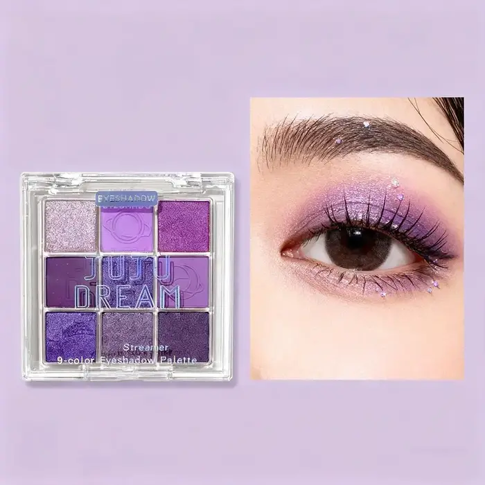 Palette de fards à paupières violets et roses