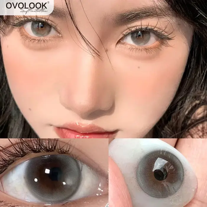 1 paire/2 pièces nouvelles lentilles de contact de couleur pour les yeux de la série Bubble mode élèves gris naturel