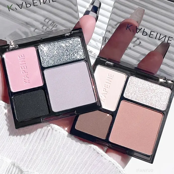 Noir rose fard à paupières poudre douce Cool filles yeux Contours Palette de maquillage coréen quatre couleurs