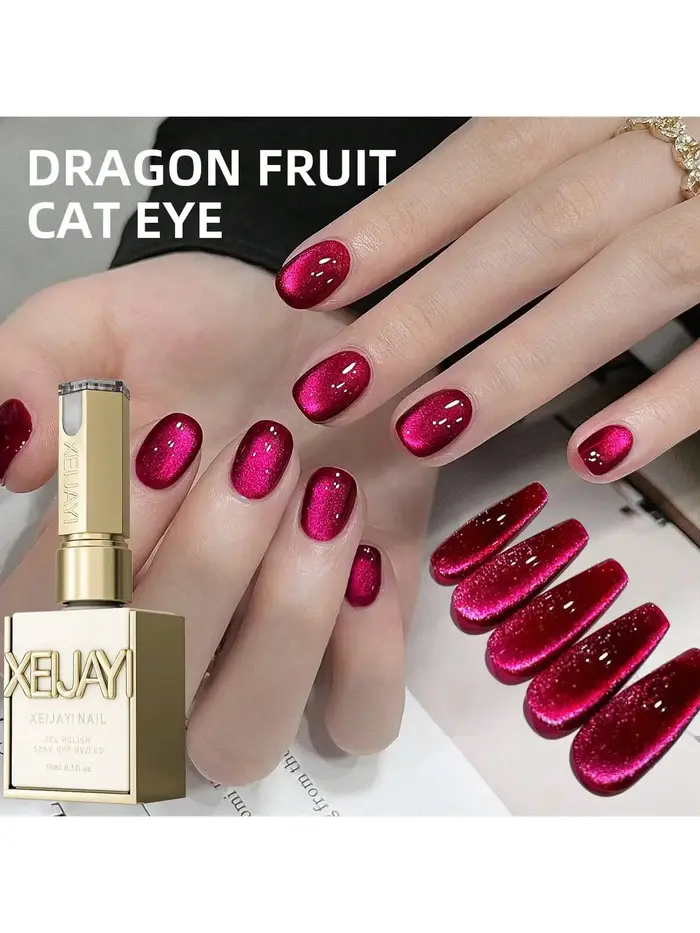 2025 Gel pour les yeux de chat Dragon Fruit - Vernis magnétique ultra lumineux avec effet diamant scintillant