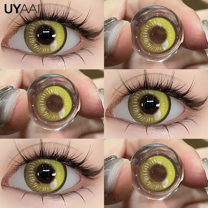 UYAAI 1 paire de lentilles de contact jaunes maquillage beauté annuel doux mode santé Anime Cosplay yeux