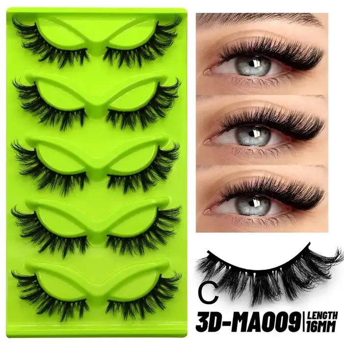5 paires de Faux cils en vison faits à la main
