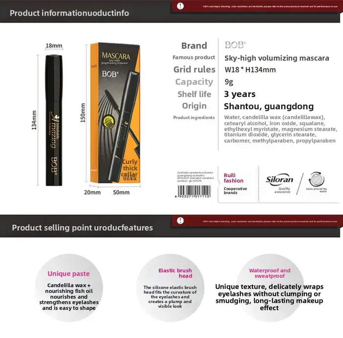 Mascara 3D imperméable séduisant – Volume longue tenue 24H, extension de faux cils épais, recourbants et allongeants