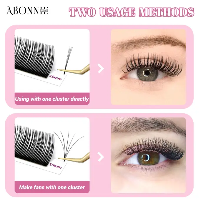 ABONNIE noir marron 5D fleur pointes fée faux cils individuels facile ventilateurs 5D