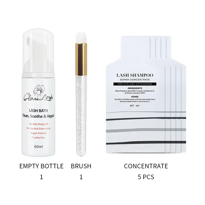 GLAMLASH 5 pièces 5ml mousse nettoyante pour cils pour Extension