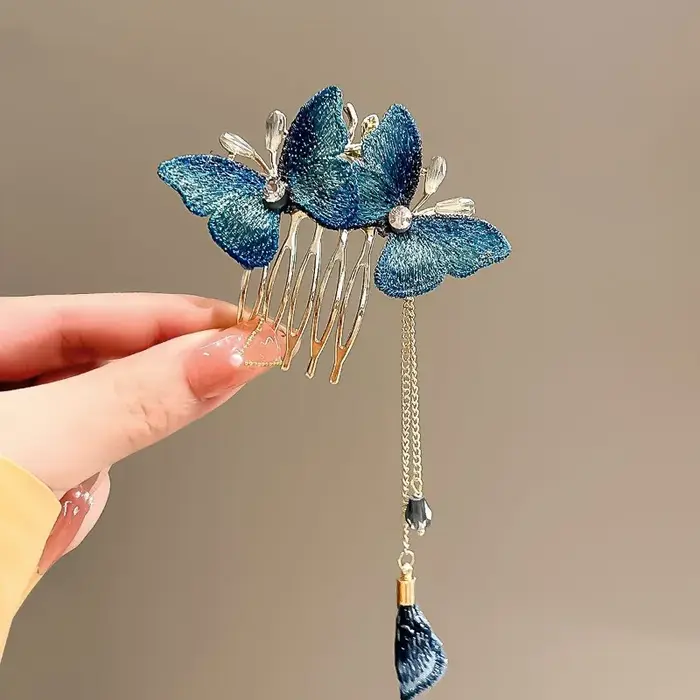 Pince à Cheveux Papillon Bleu Foncé pour Femme