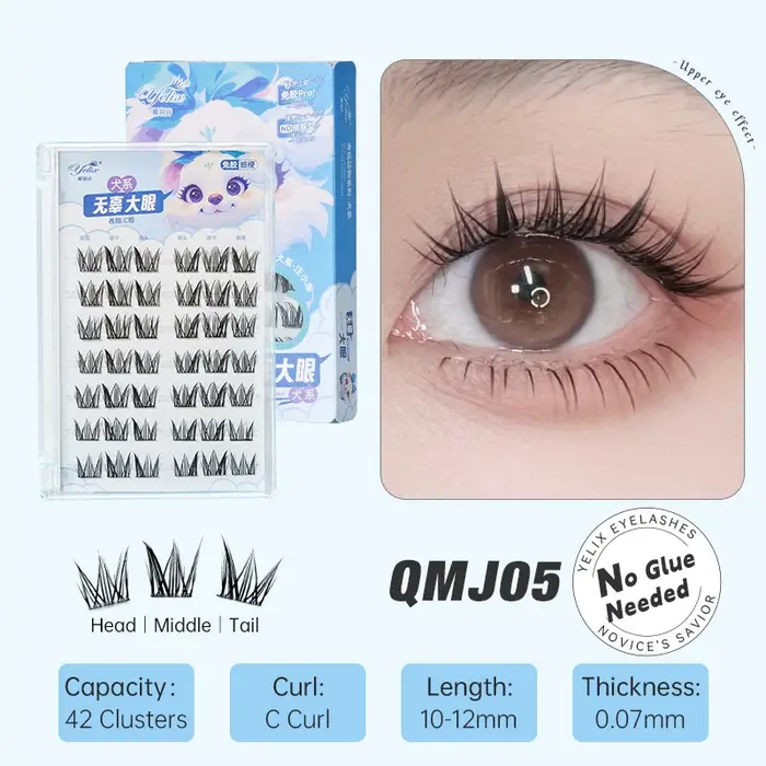 Yelix-Faux-cils naturels sans colle, accessoire pour les yeux, DIY, en grappes, doux, pour les fans 