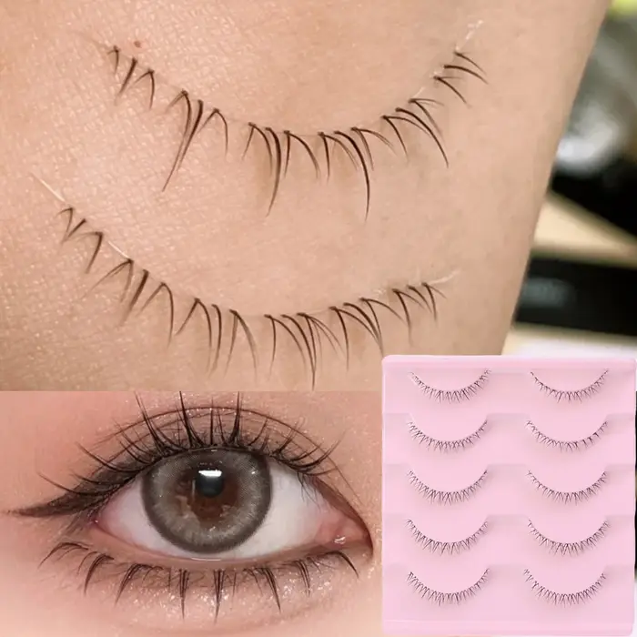 5 paires de cils inférieurs épais Pack bande transparente sous