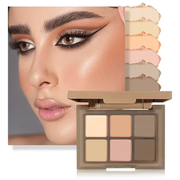 Palette de fards à paupières Soft Glam Nude 6 couleurs, bronze naturel fumé, facile à estomper pour 