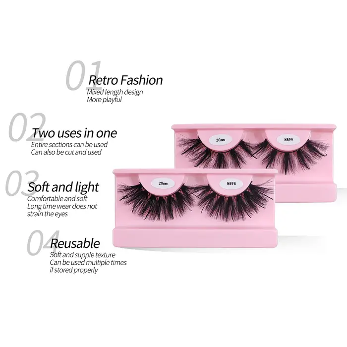 REDSIREN Faux cils en vison pointes vaporeux épais naturel pleine bande