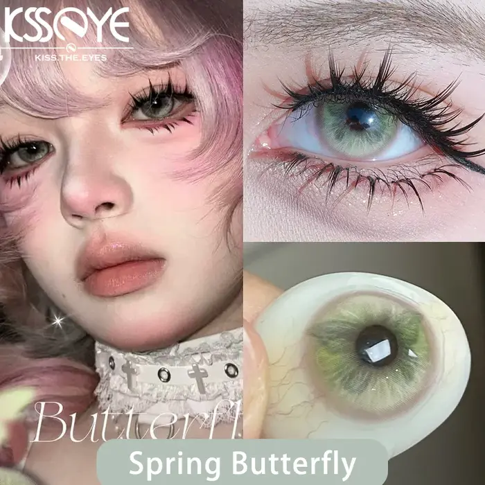 KSSEYE 1 paire de lentilles de Contact de couleur avec dioptrie myopie yeux Cosplay jaune vert et rouge