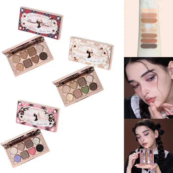 Flower Knows Chocolate Wonder-Shop Palette de Fards à Paupières 8 Couleurs Mat Brillant avec Paillettes Imperméable Haute Pigmentation Maquillage Longue Tenue