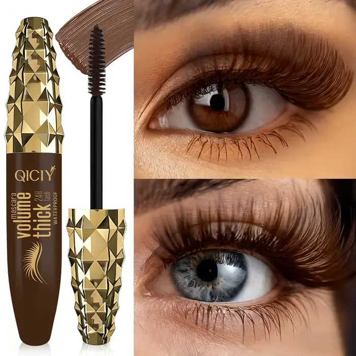 Mascara brun waterproof, épais et longue tenue, ne tache pas les cils