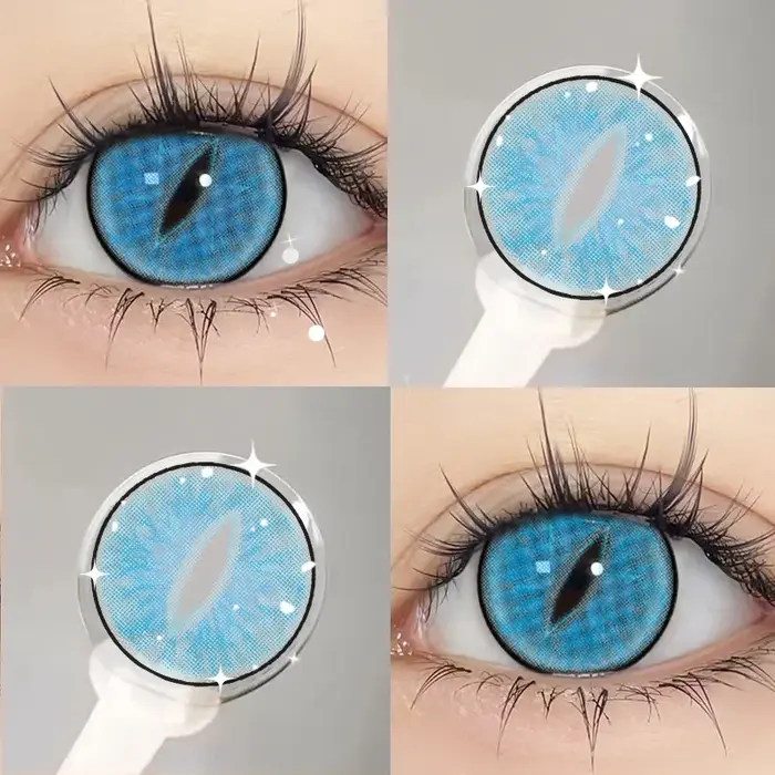 KSSEYE 2 pièces Cosplay Anime lentilles de Contact colorées pour les yeux élèves verts avec myopie