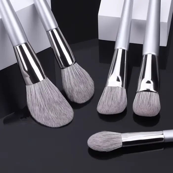 KLINA 12 pièces Kit de pinceaux de maquillage professionnel naturel chèvre cheveux fond de teint pou