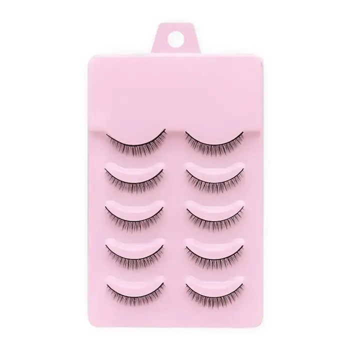 Réaliste 5 paires à la mode beauté croix courte faux cils fibre artificielle faux cils confortable p