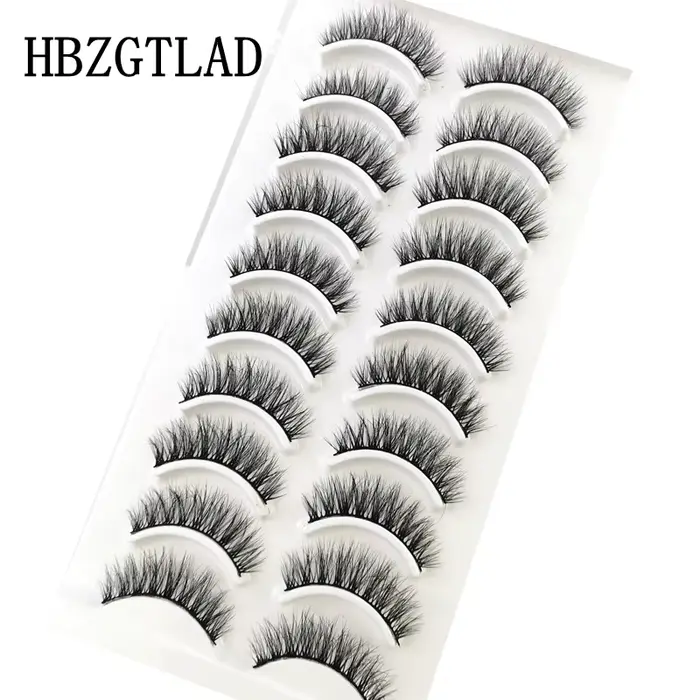 Extension de faux cils en vison, naturels, longs, faits à la main, volume 3d, maquillage, 10 paires,