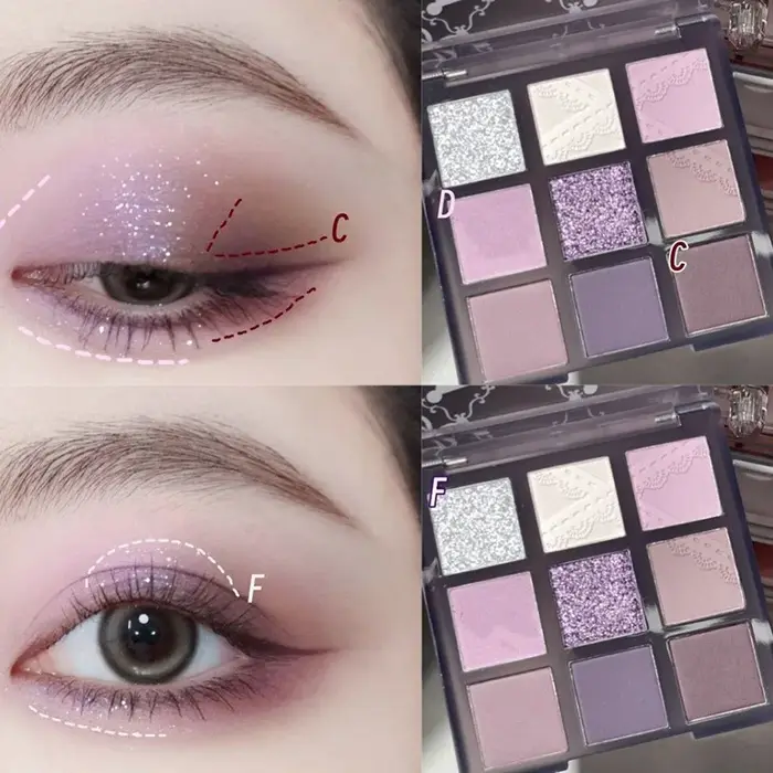 Palette de maquillage de fard à paupières violet lavande