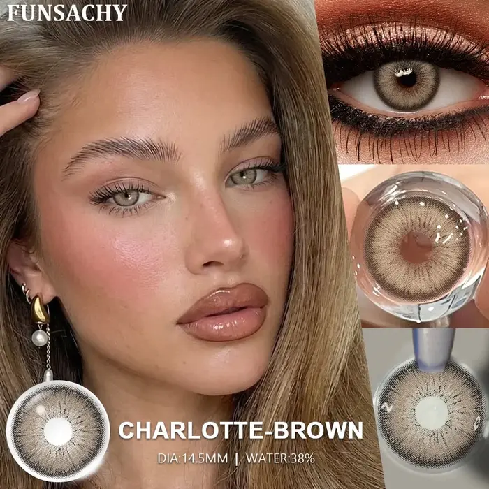 FUNSACHY 1 Paire de Lentilles de Contact Naturelles Colorées pour les Yeux Marron Gris