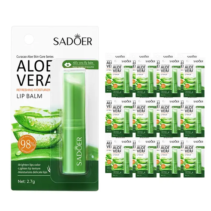 24 pièces SADOER Aloe Vera baume à lèvres hydratant Anti fissuration