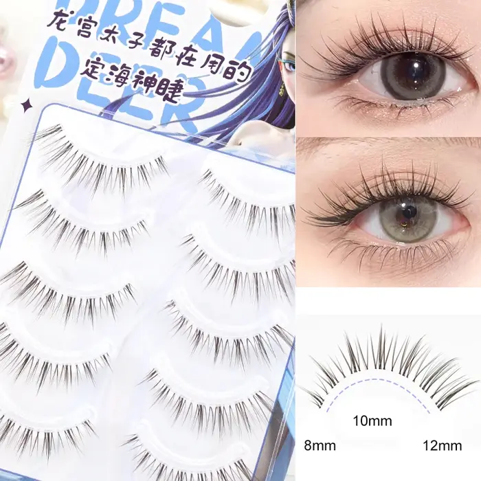 5 paires de faux cils effet œil de chat/renard 11-13mm 3D vaporeux d'apparence naturelle