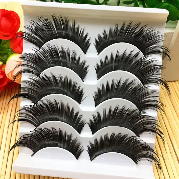 5 paires de faux cils noirs Style exagéré pour femmes