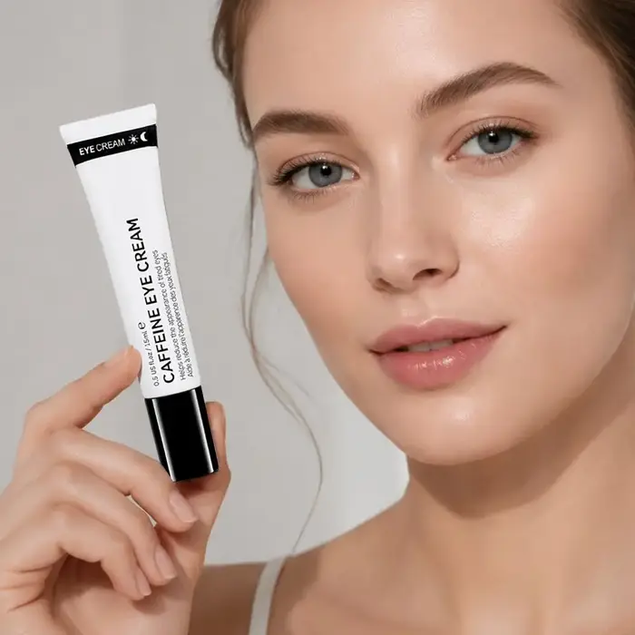Crème pour les yeux à la caféine, riche en ingrédients raffermissants, améliore efficacement et de manière significative les cernes et les poches sous les yeux, soin de la peau