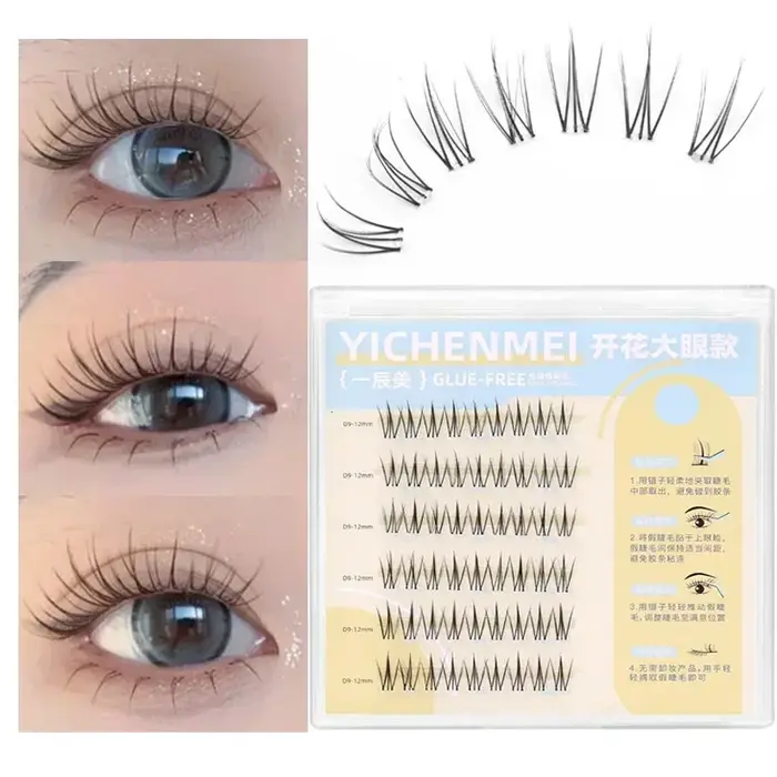 Pas besoin de colle faux cils moelleux auto-adhésif réutilisable bande transparente grappe segmentée bricolage Manga