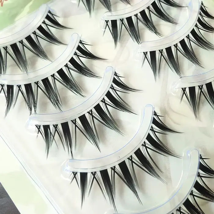 Faux cils naturels longs œil de chat, extension de cils manga faits à la main, bande croisée, maquil