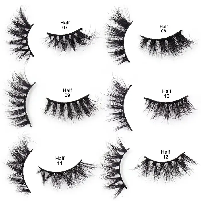 Maquillage Demi-cils Naturels Volumineux 3D en Vison avec Bande Transparente