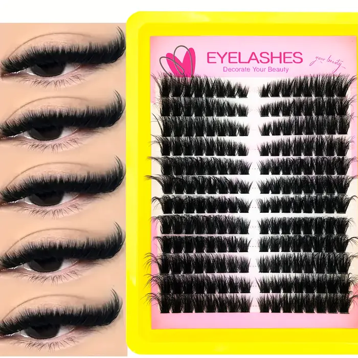 192 pièces de grappes de cils en faux vison – Cils individuels longs D Durl, aspect doux et naturel, longueurs mixtes pour extensions de cils DIY