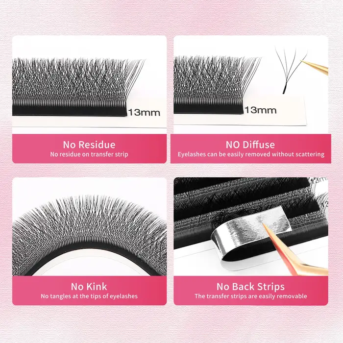 XIUSUZAKI 5 plateaux/lot 4DW forme Extension de cils préfabriqués Volume ventilateurs Extensions de 