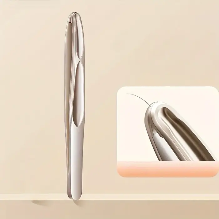 Pinces à sourcils en acier inoxydable pour une coupe précise de barbe et de moustache – Pince à épiler à tête ronde douce sur Beige clair avec design