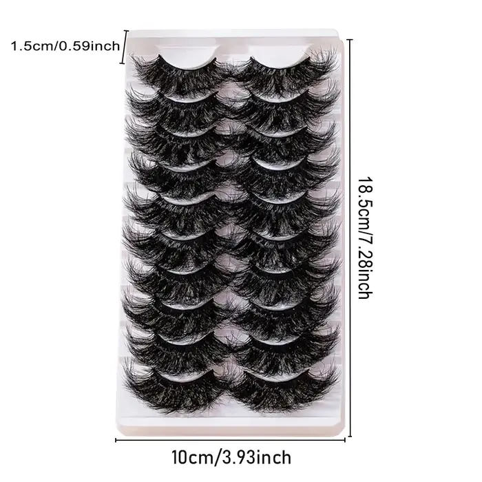 10 paires de faux cils volumineux