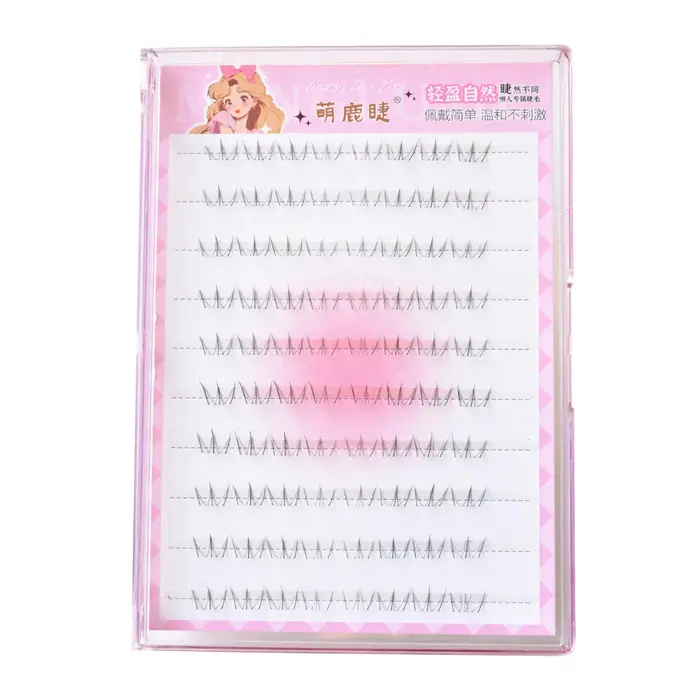 Faux cils coréens style œil de chat, bande transparente, aspect naturel, 5-6mm mixtes, pour maquilla