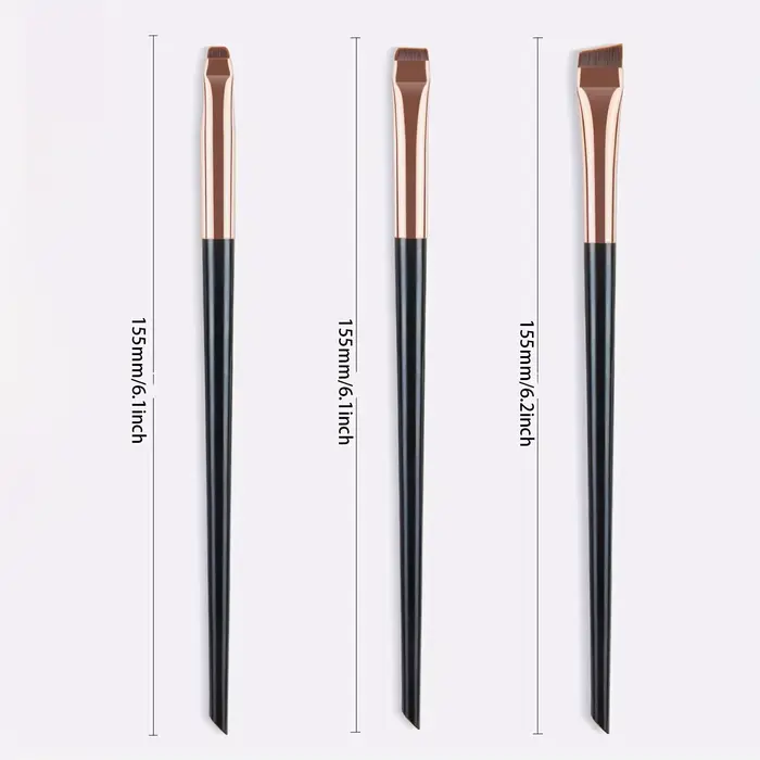 Ensemble de 3 pinceaux de maquillage, pinceau à eyeliner fin à tête oblique, pinceau à sourcils, pinceau à eyeliner ultra-fin, pinceau à fard à paupières