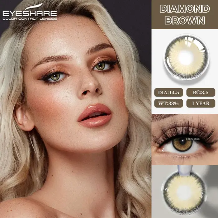 EYESHARE Lentilles de contact colorées naturelles bleues, lentilles bleues, lentilles de contact vertes, lentilles de contact souples pour la beauté et le maquillage des yeux