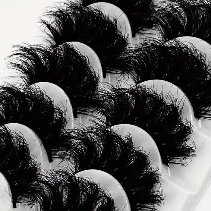 5 paires de faux cils en vison synthétique, longue durée, effet volume spectaculaire, épais et longs