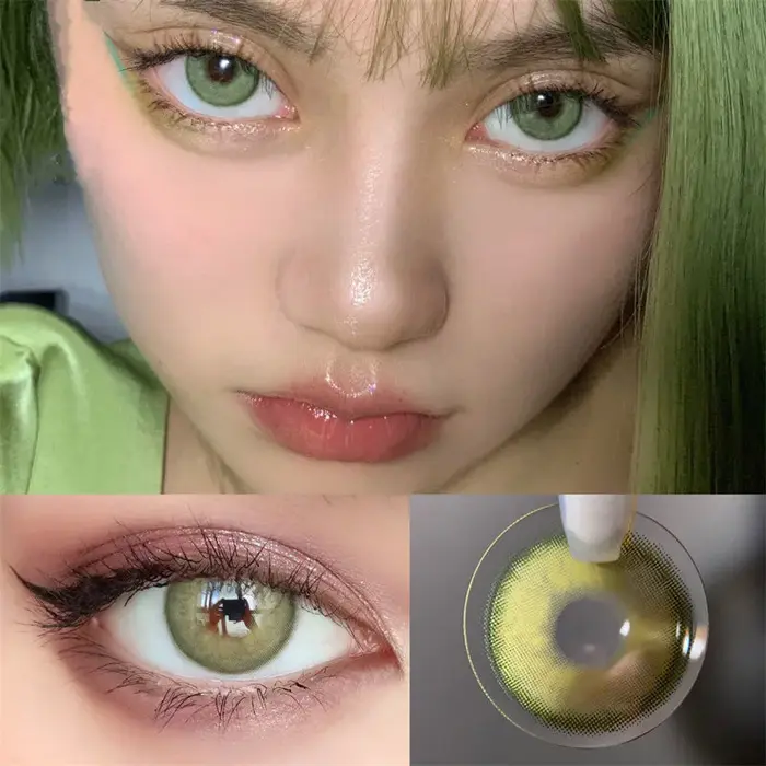 Lentilles de contact vertes pour les yeux beauté élève myopie puissance: -1 à -8 dioptries