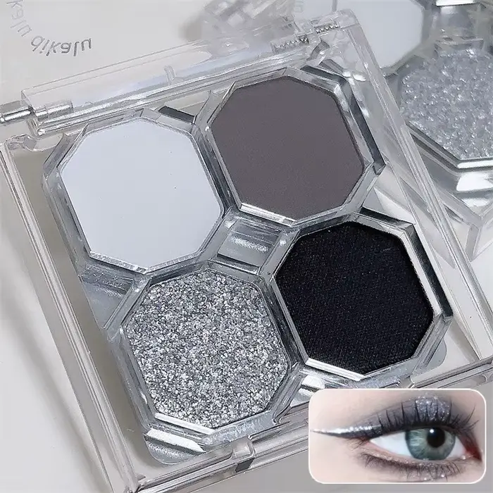 Palette de fards à paupières 4 couleurs Black Light Star pour maquillage smoky