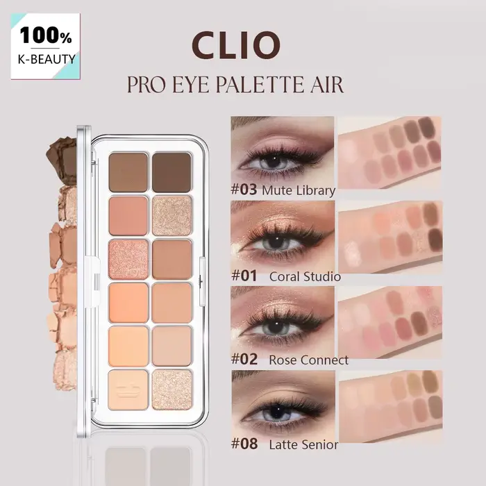 Palette de fards à paupières CLIO Pro Eye Air, poudre fine et lisse, fini mat et scintillant, hautem