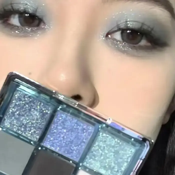 Palette de fards à paupières 9 couleurs, bleu noir nacré, maquillage pour les yeux, couleurs vives, brillantes, imperméables et durables