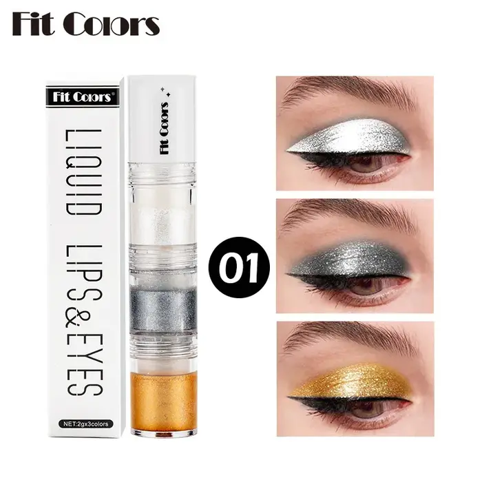 Fard à paupières à l'eau pour les yeux fumés, 3 Sections, liquide diamant, perle scintillante, color
