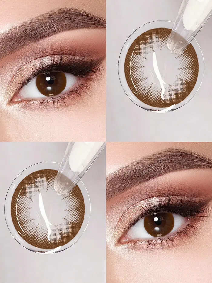 JARWAWA 1 Paire de Lentilles de Contact Colorées Coréennes Naturelles Effet Grandes Yeux Café Noir